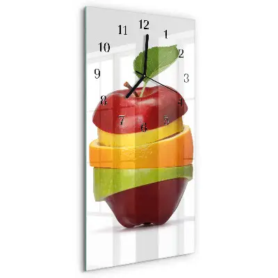 Verticale rechthoekige glazen wandklok Fruit