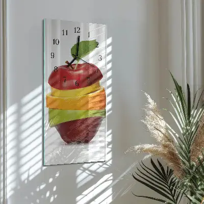 Verticale rechthoekige glazen wandklok Fruit