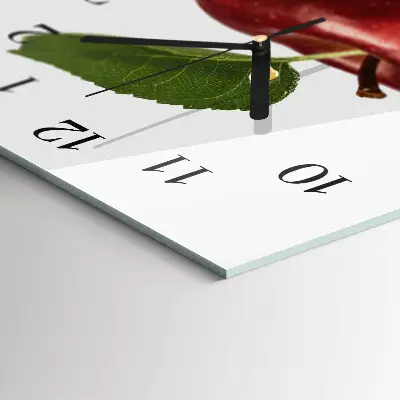 Verticale rechthoekige glazen wandklok Fruit