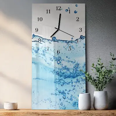 Verticale rechthoekige glazen wandklok Water