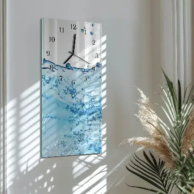 Verticale rechthoekige glazen wandklok Water