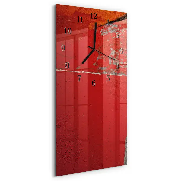 Verticale rechthoekige glazen wandklok Muur
