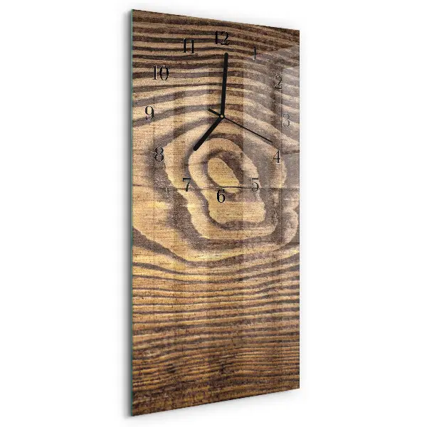 Verticale rechthoekige glazen wandklok Hout