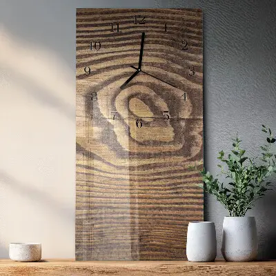 Verticale rechthoekige glazen wandklok Hout