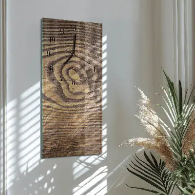 Verticale rechthoekige glazen wandklok Hout