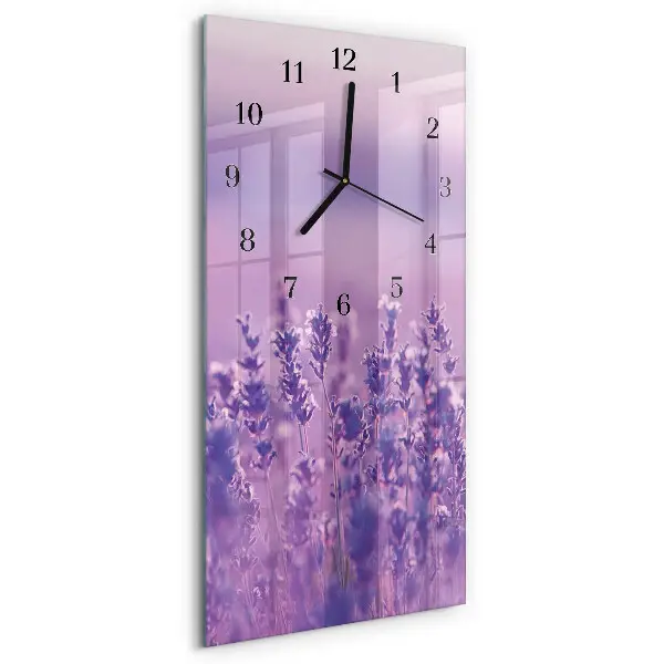 Verticale rechthoekige glazen wandklok Lavendel