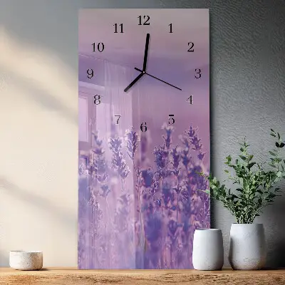 Verticale rechthoekige glazen wandklok Lavendel