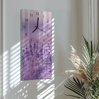 Verticale rechthoekige glazen wandklok Lavendel