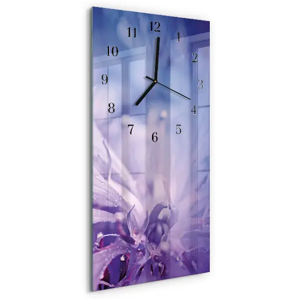 Verticale moderne glazen wandklok Bloem
