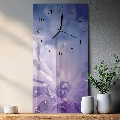 Verticale moderne glazen wandklok Bloem