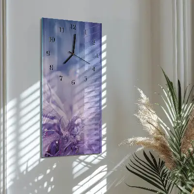 Verticale moderne glazen wandklok Bloem