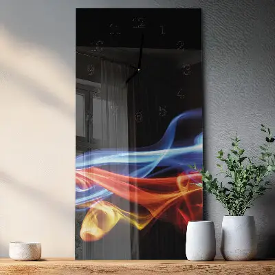 Verticale rechthoekige glazen wandklok Abstracte rook