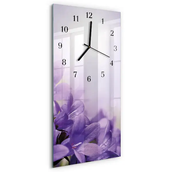 Verticale moderne glazen wandklok Bloem