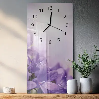 Verticale moderne glazen wandklok Bloem