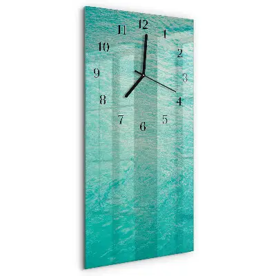 Verticale rechthoekige glazen wandklok Water