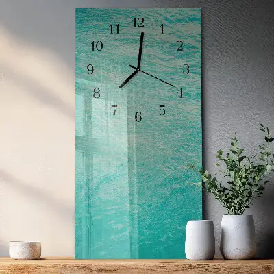 Verticale rechthoekige glazen wandklok Water