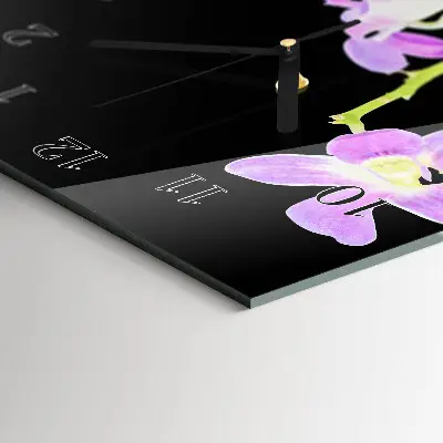 Verticale rechthoekige glazen wandklok Bloemen