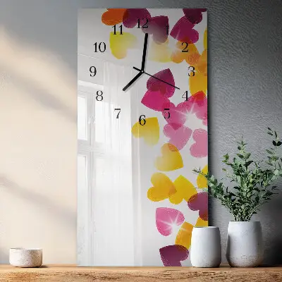 Rechthoekige glas klok verticaal Kleurrijke harten