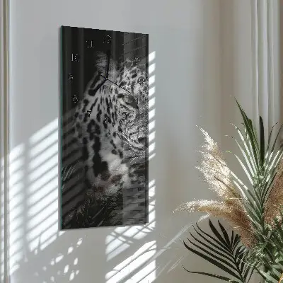 Verticale rechthoekige glazen wandklok Tijger