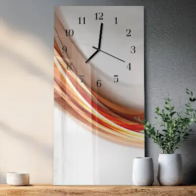 Verticale rechthoekige glazen wandklok Abstracte lijnen