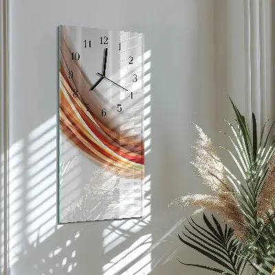 Verticale rechthoekige glazen wandklok Abstracte lijnen