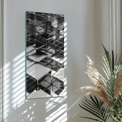 Glazen klok verticaal Metalen kubussen