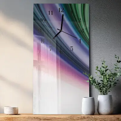 Verticale moderne glazen wandklok Abstracte lijnen