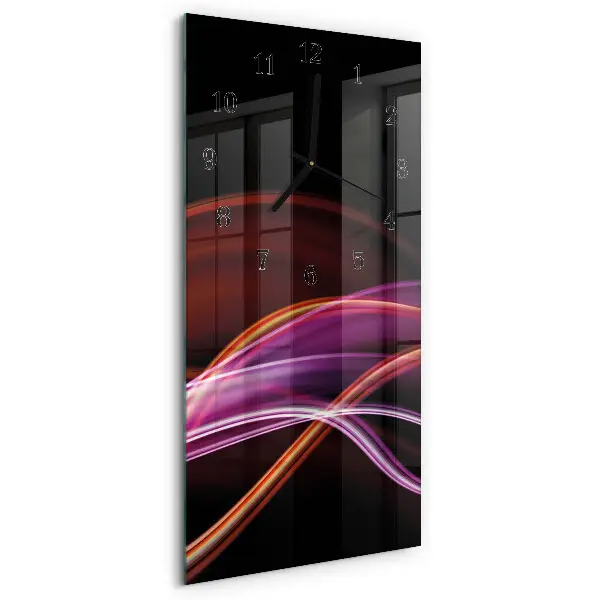 Verticale rechthoekige glazen wandklok Abstracte kunst