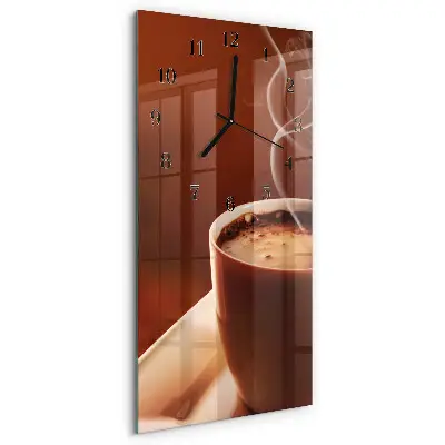 Verticale moderne glazen wandklok Koffie