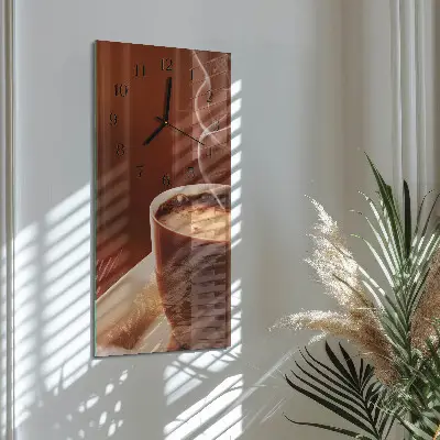 Verticale moderne glazen wandklok Koffie