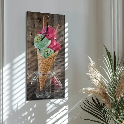 Verticale moderne glazen wandklok Ijs