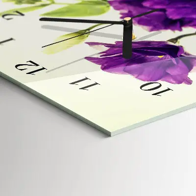 Verticale rechthoekige glazen wandklok Bloemen