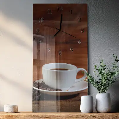 Verticale rechthoekige glazen wandklok Mok