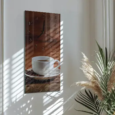 Verticale rechthoekige glazen wandklok Mok