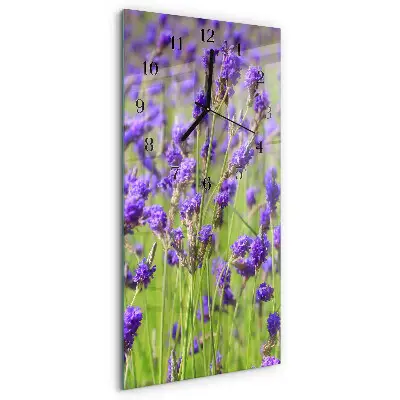 Verticale moderne glazen wandklok Lavendel