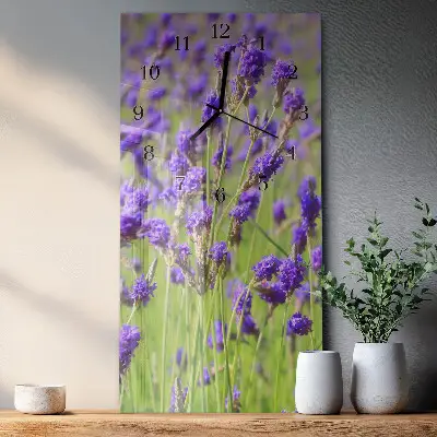 Verticale moderne glazen wandklok Lavendel