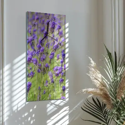 Verticale moderne glazen wandklok Lavendel