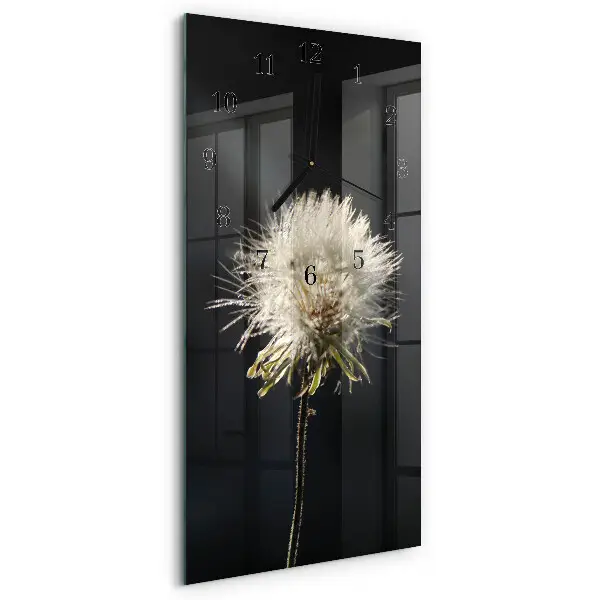 Verticale moderne glazen wandklok Mariadistel