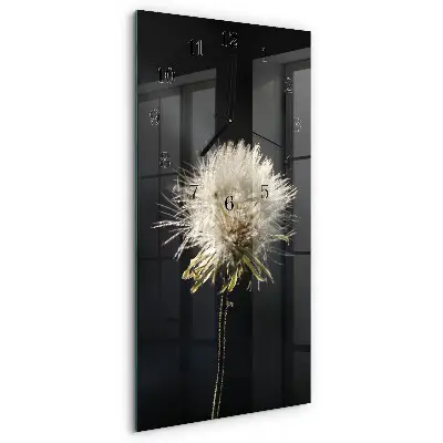 Verticale moderne glazen wandklok Mariadistel