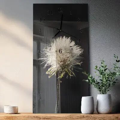 Verticale moderne glazen wandklok Mariadistel