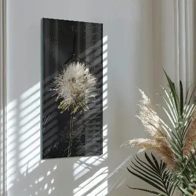 Verticale moderne glazen wandklok Mariadistel