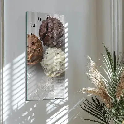 Verticale rechthoekige glazen wandklok Parels