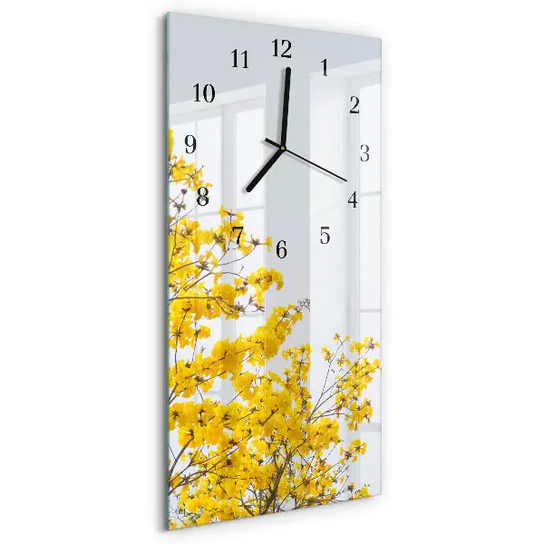 Verticale moderne glazen wandklok Bloeiende boom