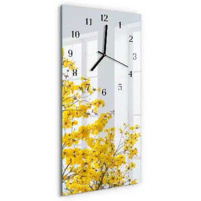 Verticale moderne glazen wandklok Bloeiende boom