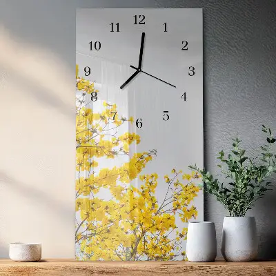 Verticale moderne glazen wandklok Bloeiende boom