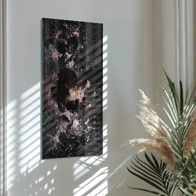 Verticale rechthoekige glazen wandklok Bloemen