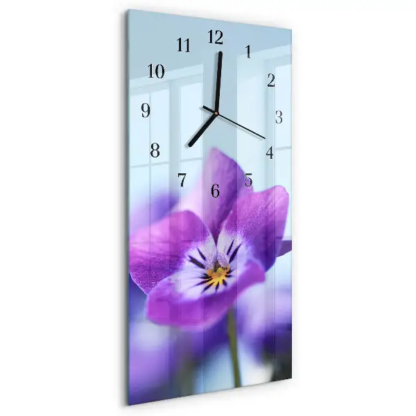 Verticale rechthoekige glazen wandklok Bloem
