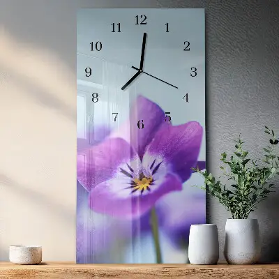 Verticale rechthoekige glazen wandklok Bloem
