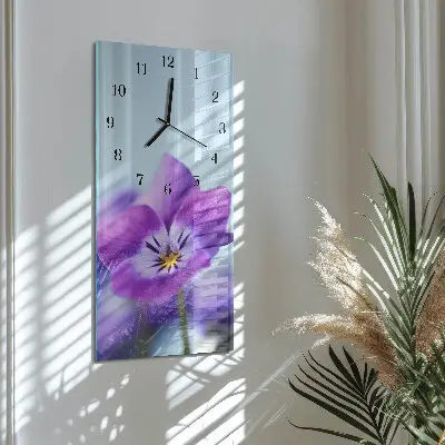 Verticale rechthoekige glazen wandklok Bloem