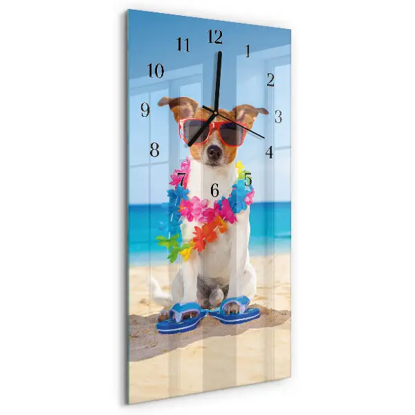 Verticale moderne glazen wandklok Hond